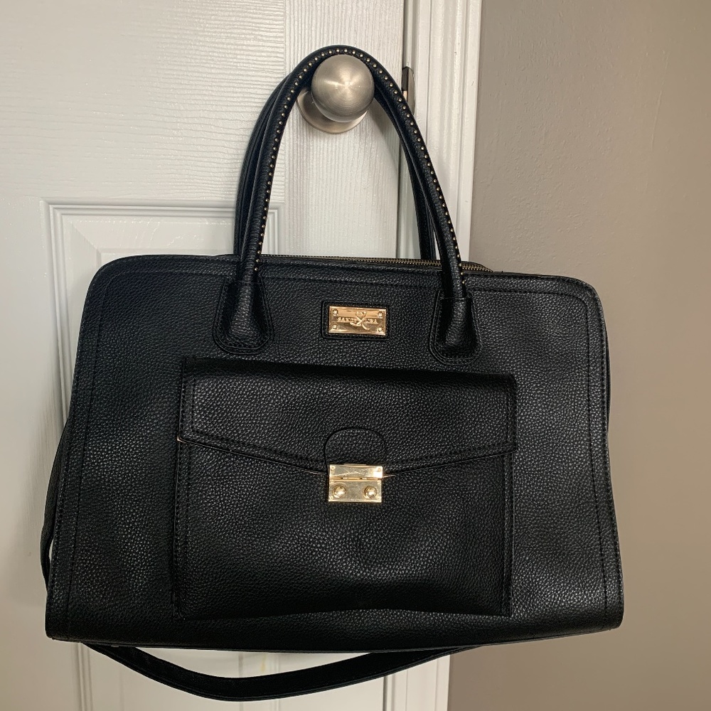 Sandy Lisa Black Leather Tote